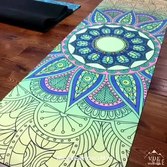 Tappetino da yoga in pelle scamosciata vegana con stampa UV mandala personalizzata antiscivolo per palestra con logo